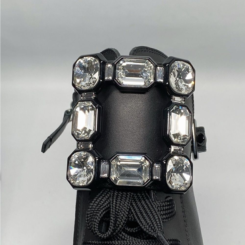 Roger Vivier Walkyviv Calfskin Crystal-Buckle Mid Boots size 41.5 - Picture 7 of 15